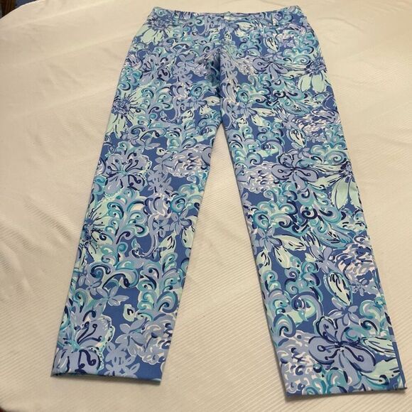 Lilly Pulitzer Luxletic Cameron Pants Saltwater Blue Suns Out Funs Out Size 2 - Picture 8 of 9